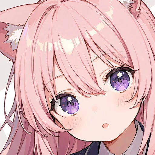 ピンク髪の猫耳キャラクターのイラスト