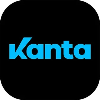 黒い背景に青い文字でKantaと書かれたロゴ