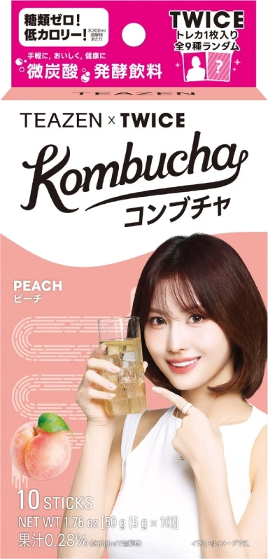 TEAZENコンブチャ ピーチ味パッケージ