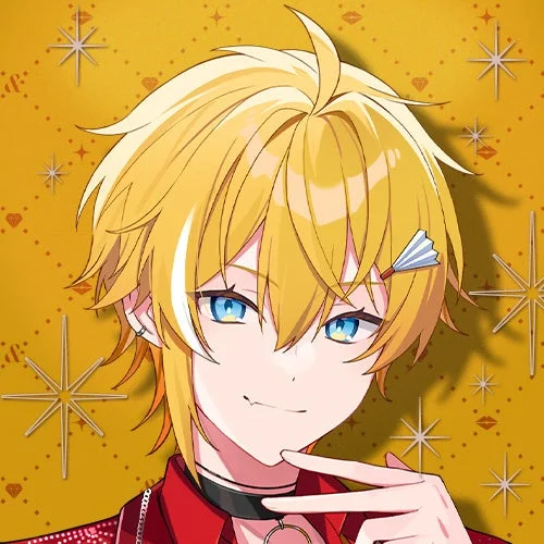 金髪と青い瞳を持つアニメ風の男性キャラクターのイラスト