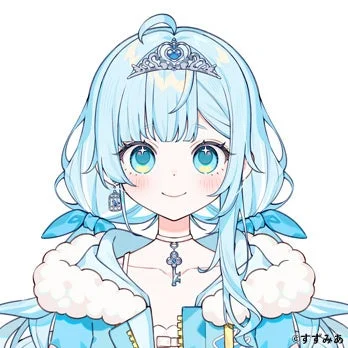 青い髪と瞳が特徴的なアニメ調の少女キャラクター