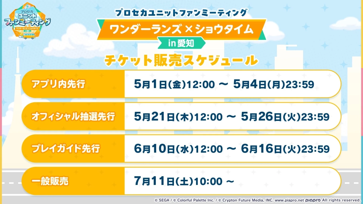 ワンダーランズ×ショウタイム チケット販売スケジュール