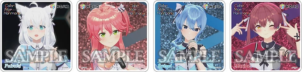 ホロライブ所属のVTuber、白上フブキ、さくらみこ、星街すいせい、宝鐘マリンがそれぞれ描かれた4枚のカードの画像