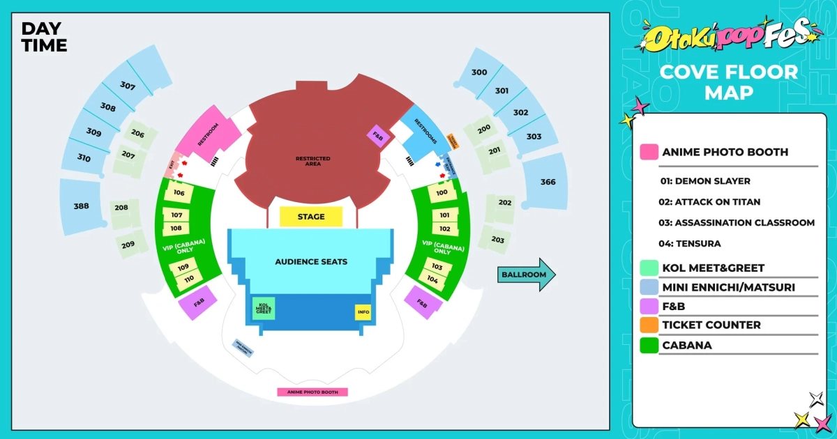 OtakuPopFesのCove Floor昼間のイベント会場マップ