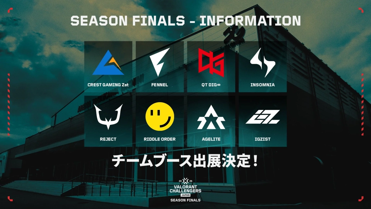VALORANT Challengers Japanのシーズンファイナルに関する情報グラフィックです