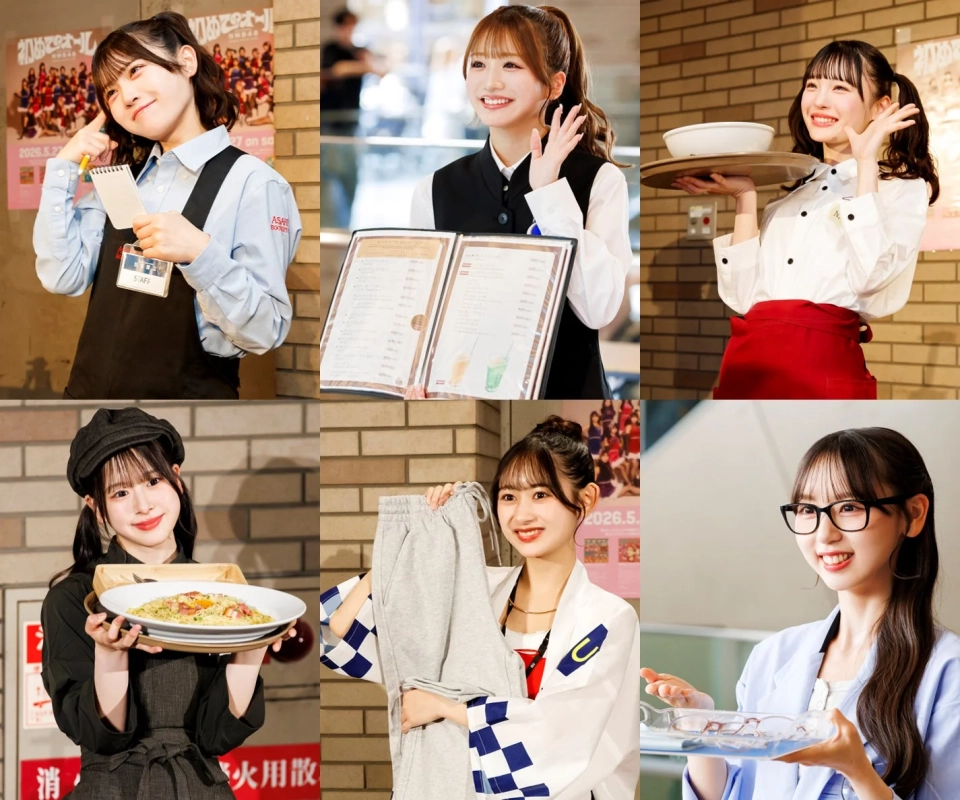 NMB48メンバーがなんばCITYの制服姿で集合