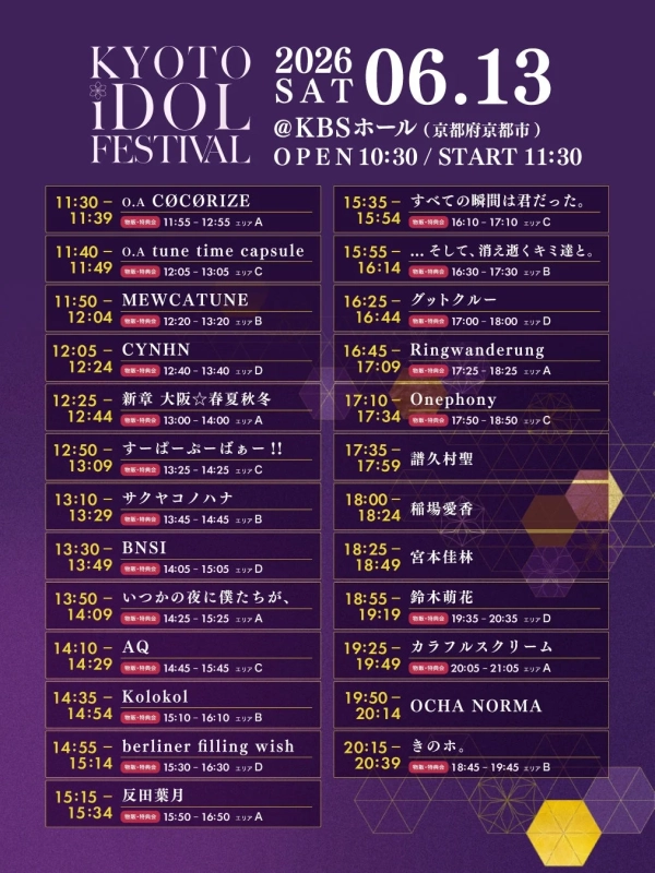 KYOTO IDOL FESTIVAL タイムテーブル