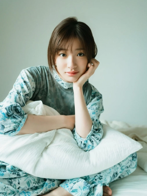 小島凪紗、ベッドでリラックス