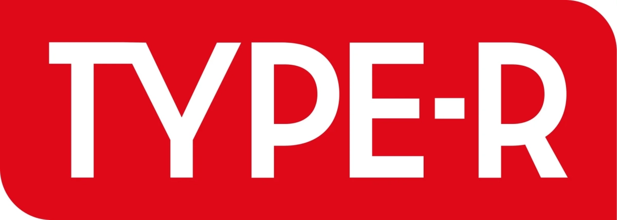 赤色の背景に白字で「TYPE-R」と書かれたロゴマーク