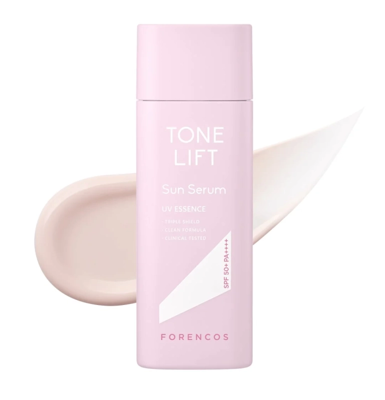TONE LIFT Sun Serum UV ESSENCE TRIPLE SHIELD CLEAN FORMULA CLINICAL TESTED SPF 50+ PA++++ FORENCOS