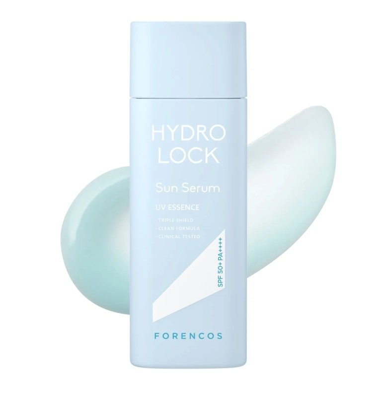 HYDRO LOCK Sun Serum UV ESSENCE TRIPLE SHIELD CLEAN FORMULA CLINICAL TESTED SPF 50+ PA++++ FORENCOS