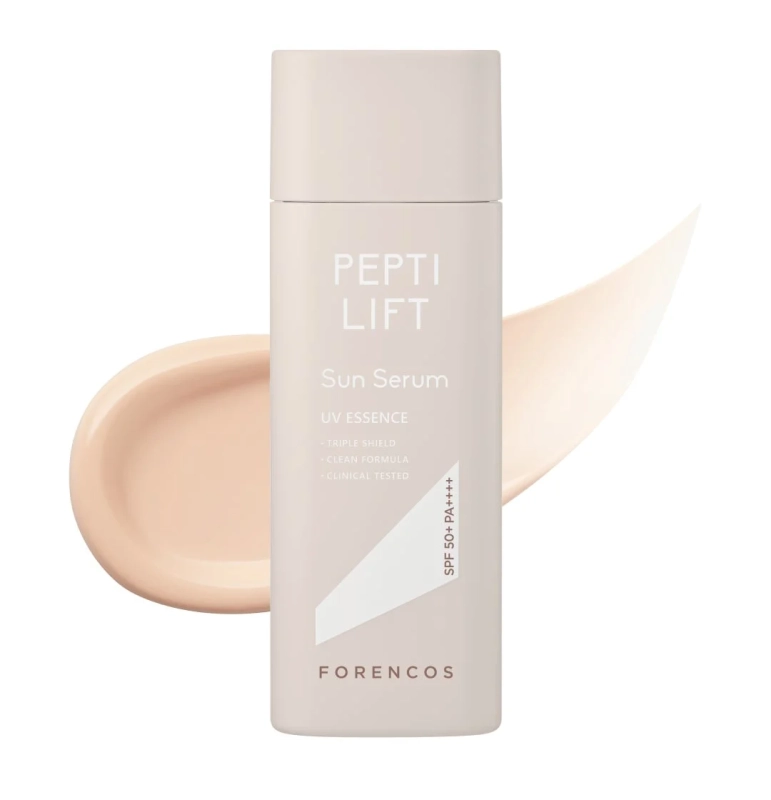 PEPTI LIFT Sun Serum UV ESSENCE TRIPLE SHIELD CLEAN FORMULA CLINICAL TESTED SPF 50+ PA++++ FORENCOS