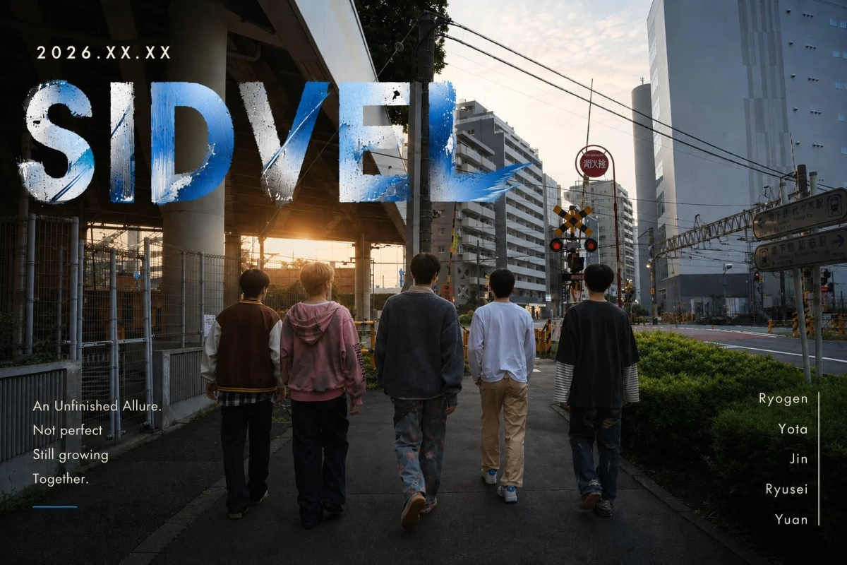 夕暮れの街を歩くSIDVELのメンバー
